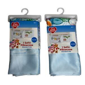 Care Bears Holiday Blue Reversible Silky Satin Pillowcase Standard Size 2 Pack